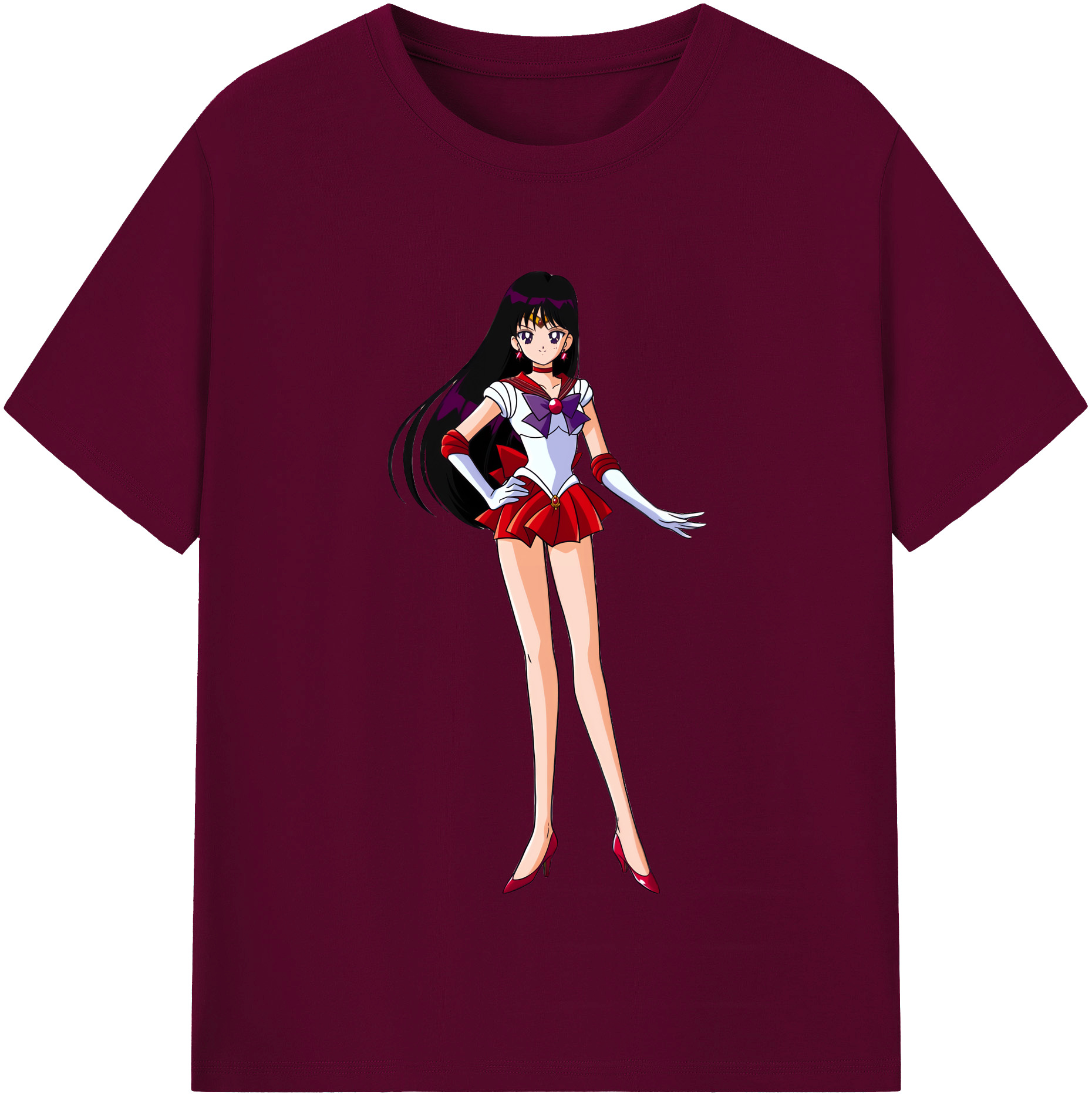 （画像用） 美少女戦士セーラームーン 火野レイ ひの レイ Sailor Moon Hino Rei （セーラーマーズ,Sailor Mars） レディースカジュアルプリントTシャツ（綿100％）